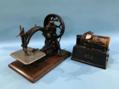 A Wilcox and Gibb sewing machine and an Edison 'Gem' Phonograph