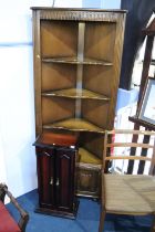 Oak corner cabinet and a CD cabinet