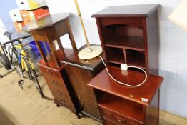 Oak sewing box, Onyx lamp and a quantity of furniture