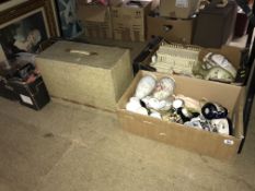 Four boxes of assorted, a sewing machine etc