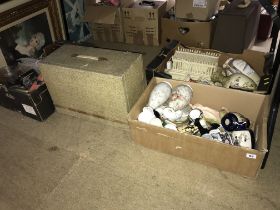 Four boxes of assorted, a sewing machine etc