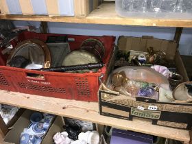 Two trays including arts and crafts light fittings