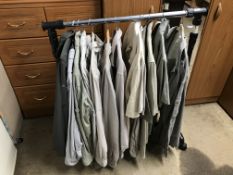A clothes rail and clothes