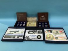 Coin sets including Dambusters, Battle of Britain etc