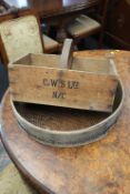 A C.W.S. Limited trug and a sieve