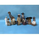 A collection of eight Lladro figures