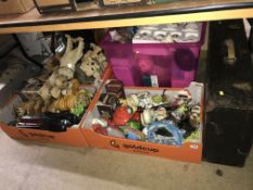 Four boxes of assorted and a toolbox