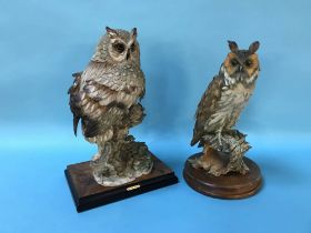 Two large Capo Di Monte owls