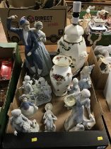 Masons lamp, Royal Doulton vase and various figures