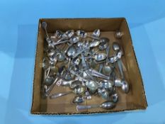 Large collection of silver teaspoons