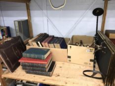 Various books, fine screen and fine irons