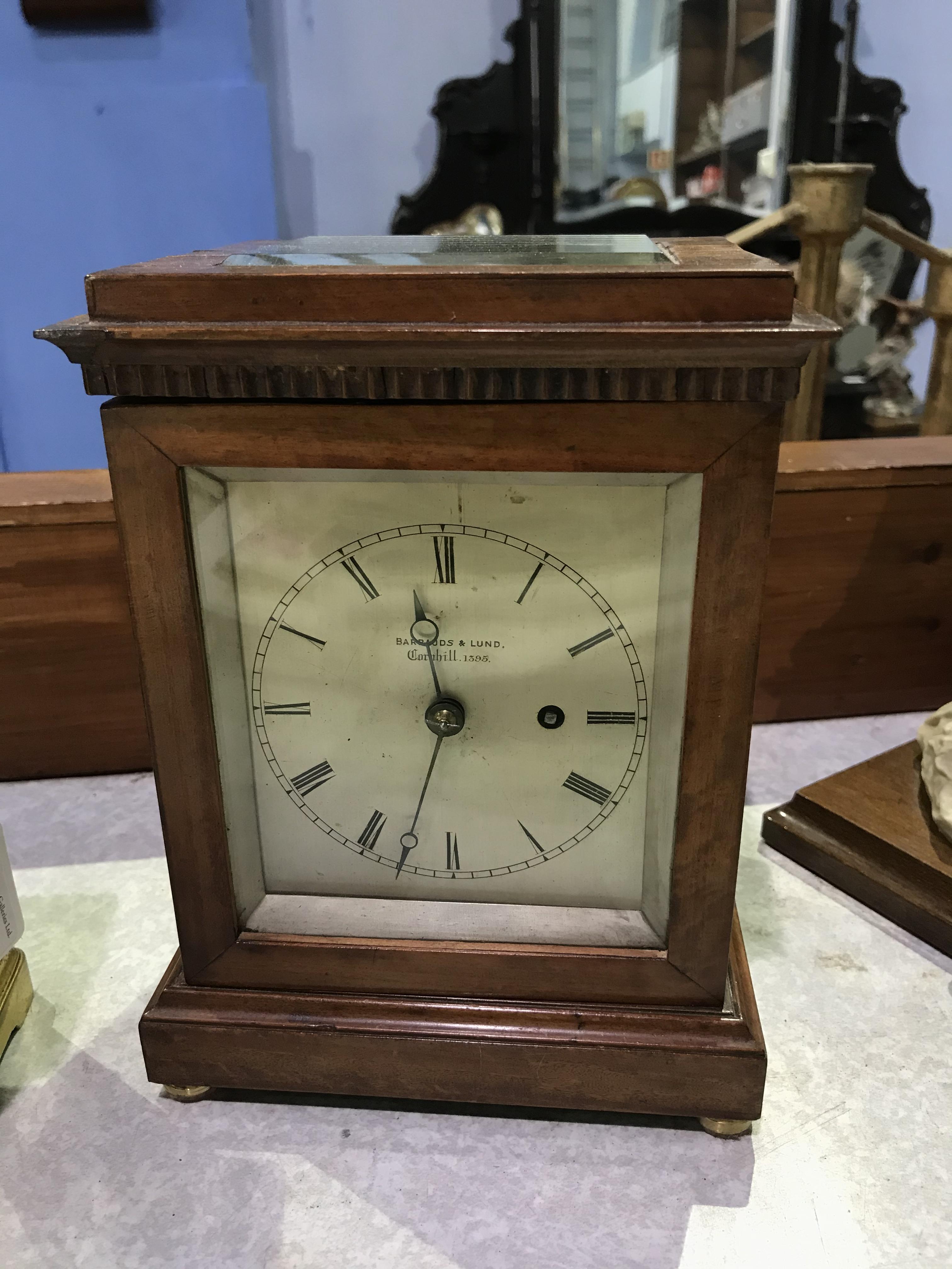 A Mappin and Webb brass carriage clock and two other clocks - Image 7 of 10