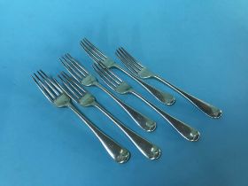 Six silver forks, 11.5 ozts