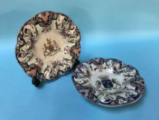 A pair of French Majolica plates monogrammed A.R