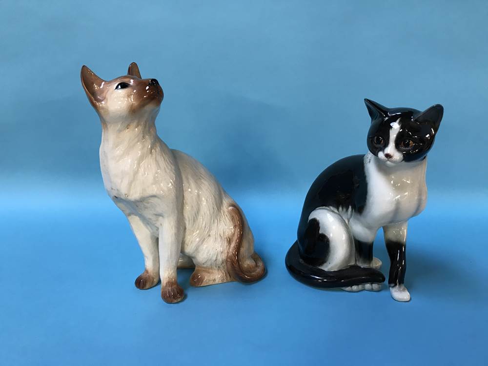A Goebel seated cat and a Kingston pottery seated cat (2)