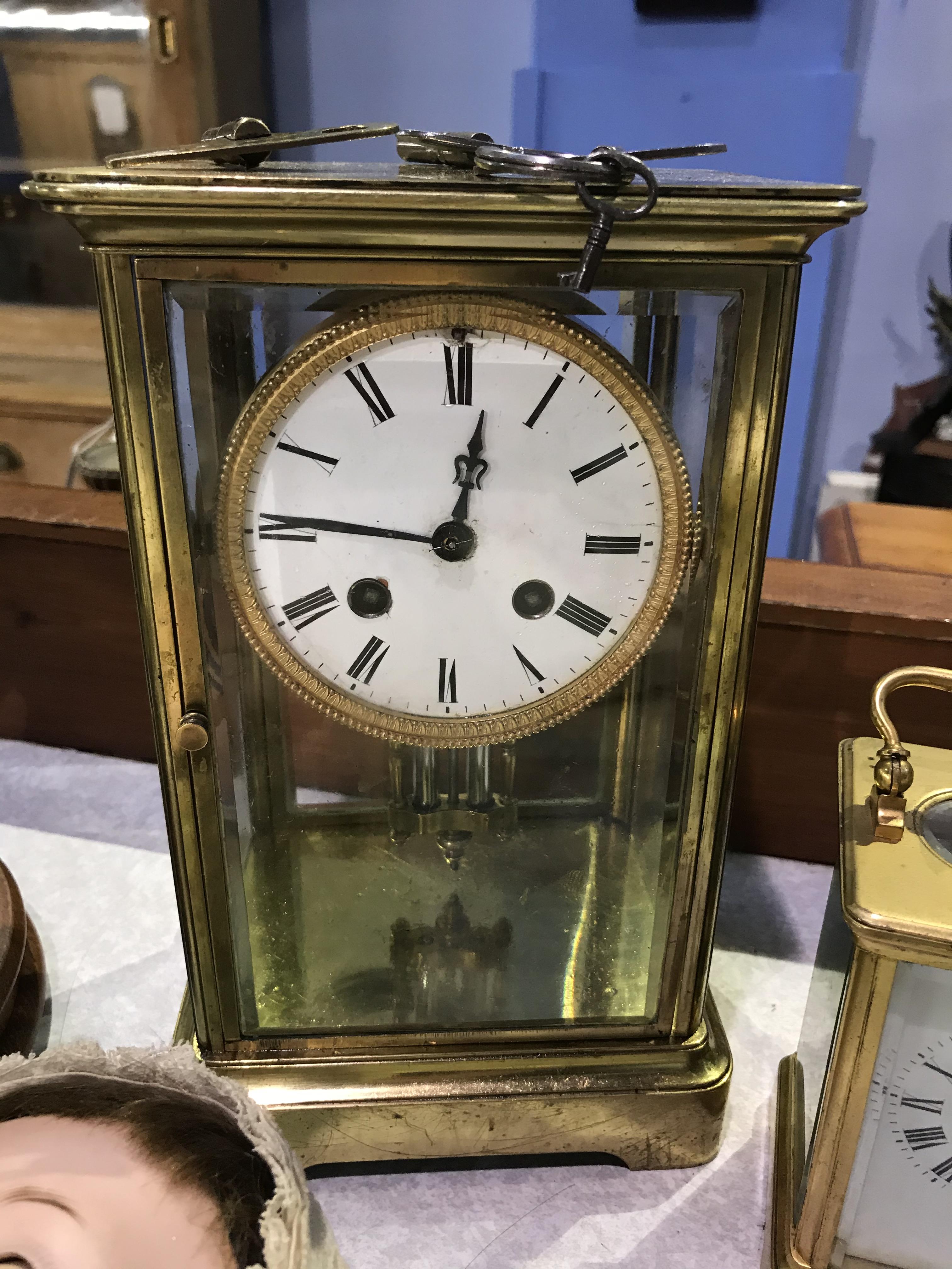 A Mappin and Webb brass carriage clock and two other clocks - Image 5 of 10