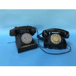 Two black Bakelite telephones