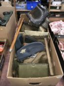Assorted militaria in two boxes