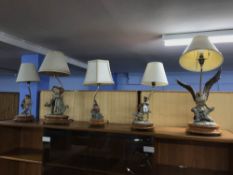 Five Capo Di Monte table lamps