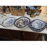 Collection of blue and white meat plates