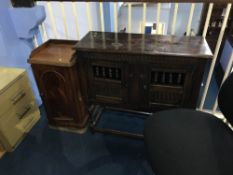 Victorian mahogany bedside cabinet and a two door oak cabinet