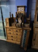 Pine chest of drawers etc