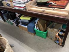 Various boxes of assorted, prints, a sewing machine etc.