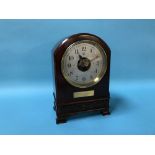A Bulle patent mahogany clock, H 32cm
