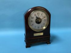 A Bulle patent mahogany clock, H 32cm