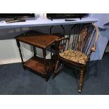 Cake stand, rocking chair and a occasional table