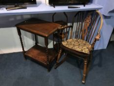 Cake stand, rocking chair and a occasional table