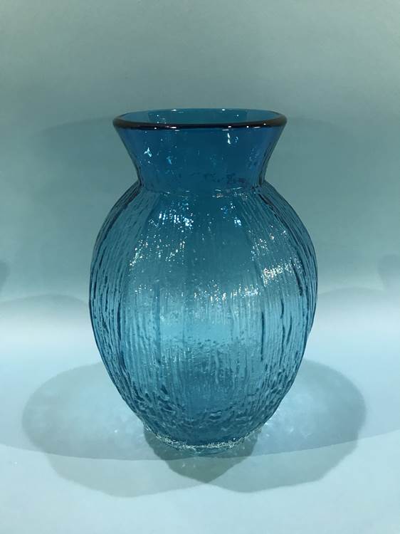 A pale blue art glass vase, H 24cm - Image 3 of 4