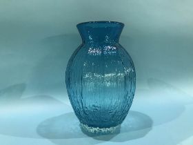 A pale blue art glass vase, H 24cm