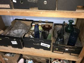 Three boxes of decorative glass