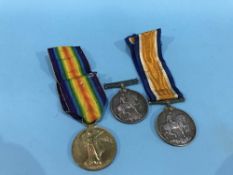 Pair of World War I medals to GNR E. Graham R.A. and a 1914-18 medal to DVR J.Heron (3)