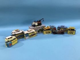 Collection of Dinky and Corgi cars including Corgi Ski Club 475, Corvair 229, Mini Cooper 227 etc