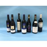 Seven bottles of red wine, various