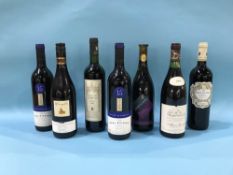 Seven bottles of red wine, various
