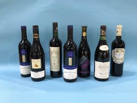 Seven bottles of red wine, various