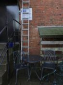 Extending alloy ladders and a patio set