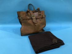Mulberry tanned leather Elgin tote bag, with dustbag, metal disc and logo, stamped Mulberry