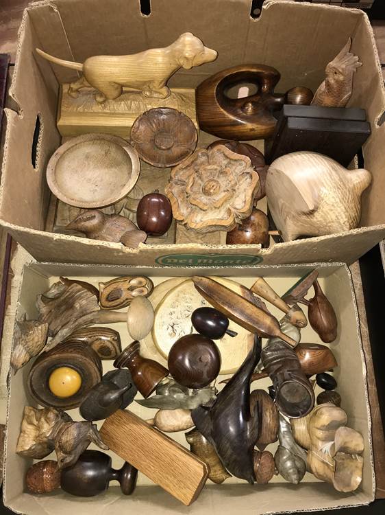 Assorted treen, Yorkshire oak etc