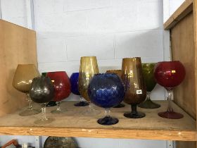Collection of coloured glass vases