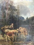 Continental School, unsigned, oil, 'Alpine Landscape', 53 x 39cm
