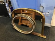 Oval mirror and an overmantle mirror
