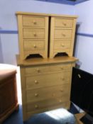 Modern chest of drawers and a pair of bedside chests