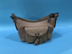 Mulberry taupe Tassel handbag, leather tab heat stamped and metal disc, stamped 011125