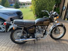 1976 Honda 500T, registration OBB 904R, Comes with V5, handbook and Siamese exhaust. Mileage 8054