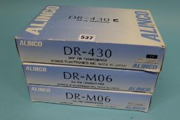 Two boxed Alinco DR - M06 and a boxed Alinco DR - 430 (3)