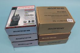 Three boxed Baofeng BF - 888S handset and three others